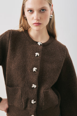 Button-Detail Cardigan Brown