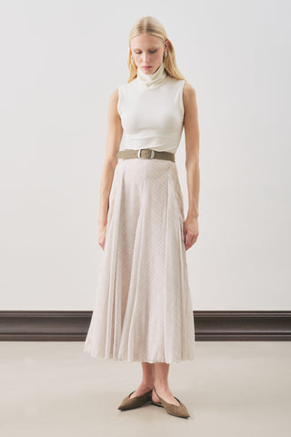 Checked Ruffled Skirt Ecru