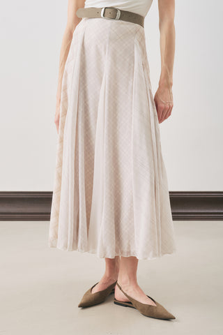 Checked Ruffled Skirt Ecru