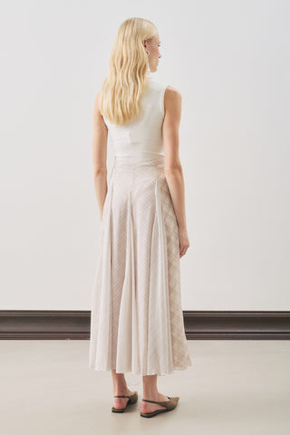 Checked Ruffled Skirt Ecru