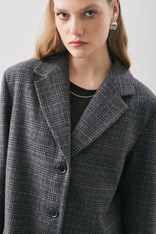 Norris Wool Blazer Grey Check