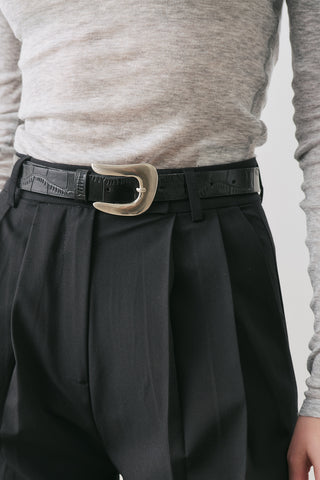 Croc-Effect Belt Black