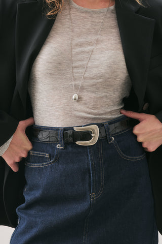Croc-Effect Belt Black