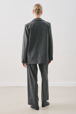 Double-Breasted Checked Blazer Grey