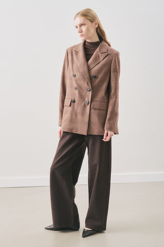 Double-Breasted Checked Blazer Burgundy