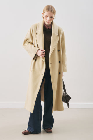 Double-Breasted Wool Coat Sage Green