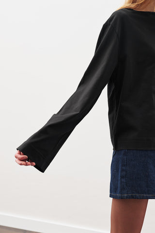 Boat Neck Long-Sleeve T-Shirt Black