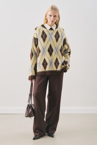 Argyle Knit Sweater Blue