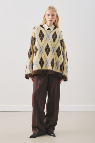 Argyle Knit Sweater Blue