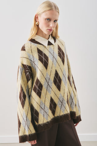 Argyle Knit Sweater Blue