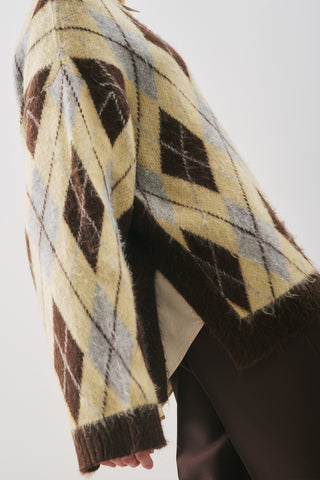 Argyle Knit Sweater Blue