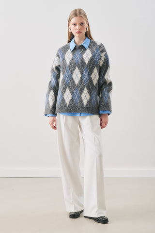 Argyle Knit Sweater Anthracite