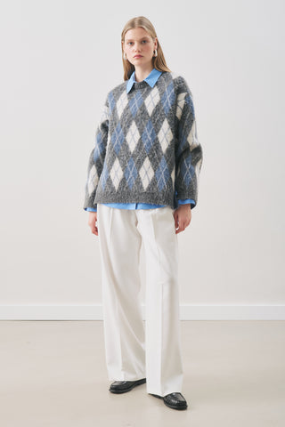 Argyle Knit Sweater Anthracite