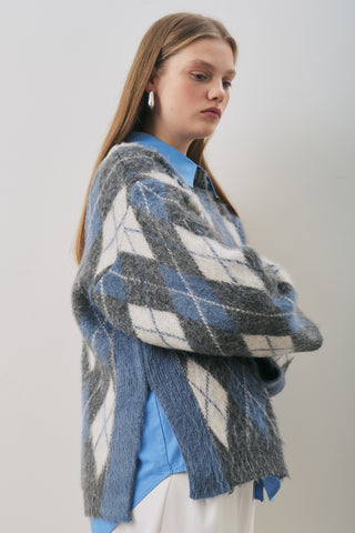 Argyle Knit Sweater Anthracite