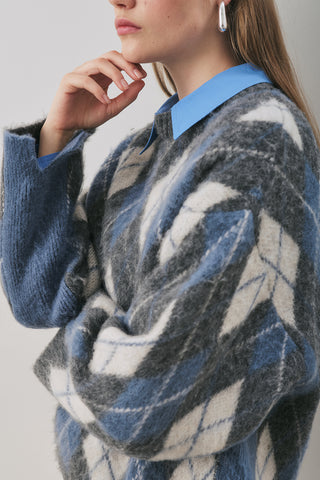 Argyle Knit Sweater Anthracite