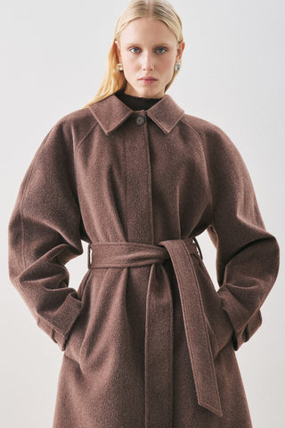 Premium Wool Long Coat Brown