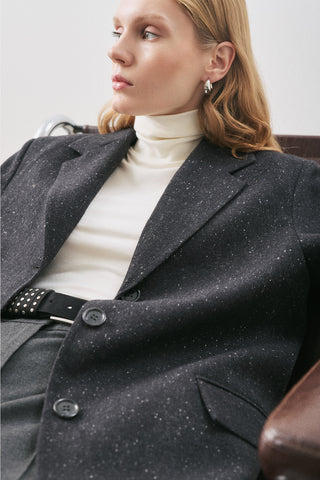 Norris Wool Blazer Dark Grey Melange