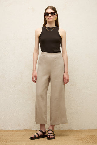 Straight Linen Trousers Sand