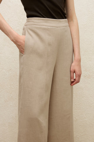 Straight Linen Trousers Sand