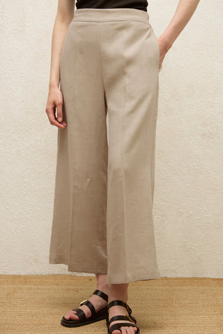 Straight Linen Trousers Sand