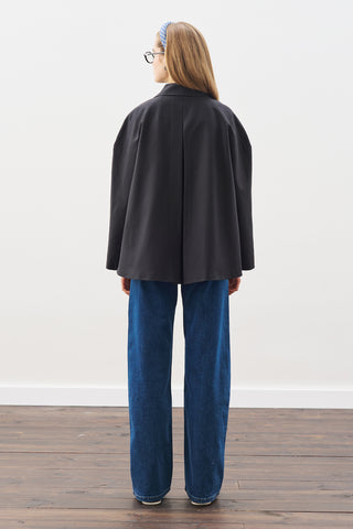 Contrast-Collar Trench Coat Black