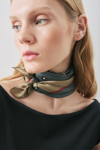 Patterned Mid-Size Satin Scarf Merci