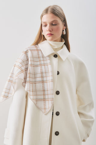 Patterned Mid-Size Satin Scarf Novel Cream