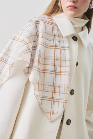 Patterned Mid-Size Satin Scarf Novel Cream