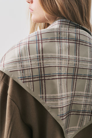 Patterned Mid-Size Satin Scarf Novel Green