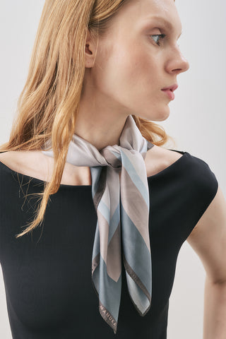 Patterned Mid-Size Satin Scarf Gemma Indigo