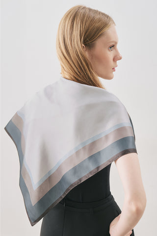 Patterned Mid-Size Satin Scarf Gemma Indigo