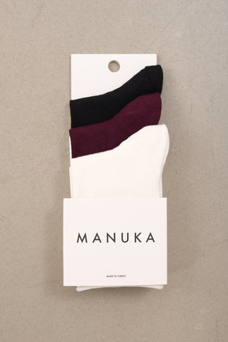 3-Pack Socks Black-Burgundy-Ecru