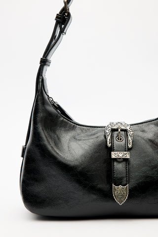 Chunky Buckle Shoulder Bag Black