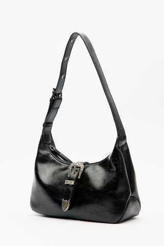 Chunky Buckle Shoulder Bag Black