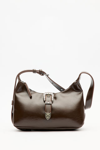 Chunky Buckle Shoulder Bag Brown