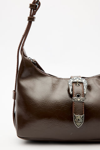Chunky Buckle Shoulder Bag Brown