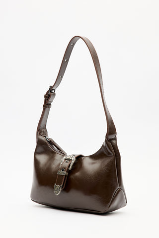 Chunky Buckle Shoulder Bag Brown