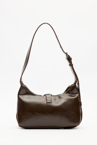 Chunky Buckle Shoulder Bag Brown