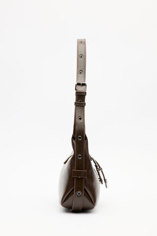 Chunky Buckle Shoulder Bag Brown