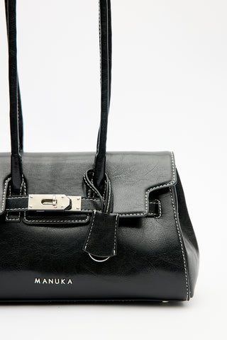 Flap Bag With Buckle Detail Black
