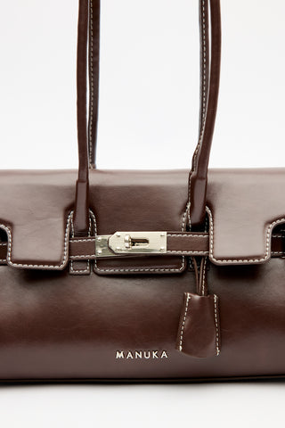 Flap Bag With Buckle Detail Brown