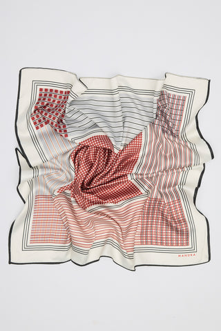 Patterned Mid Size Satin Scarf Classic Burgundy