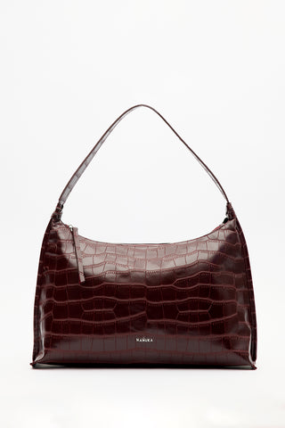 Croc-Effect Tote Bag Burgundy