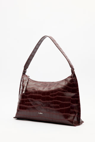 Croc-Effect Tote Bag Burgundy