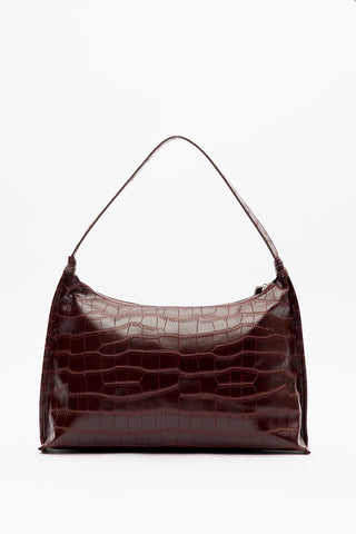 Croc-Effect Tote Bag Burgundy