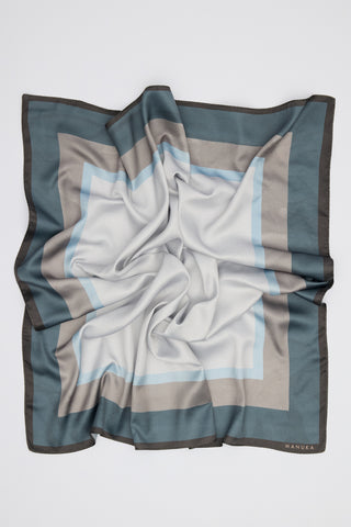 Patterned Mid-Size Satin Scarf Gemma Indigo