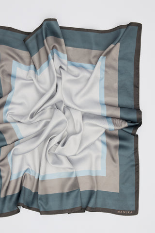 Patterned Mid-Size Satin Scarf Gemma Indigo