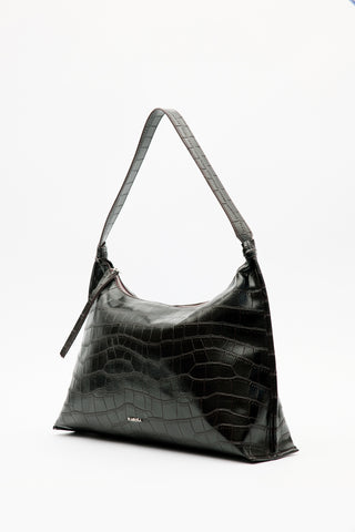 Croc-Effect Tote Bag Brown