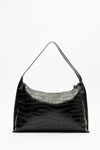 Croc-Effect Tote Bag Brown
