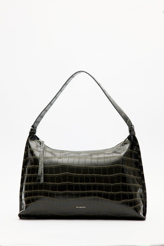 Croc-Effect Tote Bag Khaki